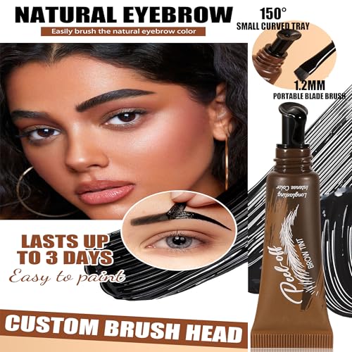 Black Eyebrow Gel Peel Off - Waterproof Temporary Tint for Defined Brows