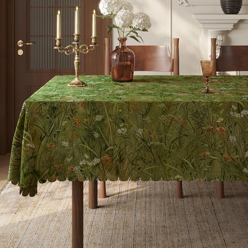 HOMOHEINI Green Rectangle Tablecloth - Waterproof & Stain-Resistant, 52 x 70 Inch