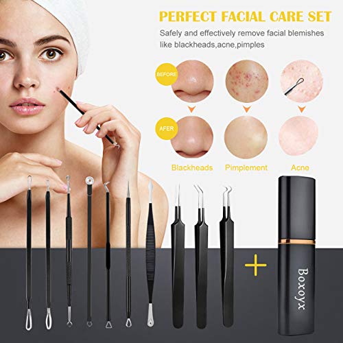 Boxoyx 10-Piece Stainless Steel Pimple Popper & Blackhead Remover Kit