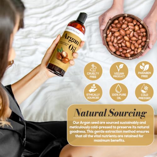 Organic Moroccan Argan Oil 16 Fl Oz for Hair & Skin Moisturizing