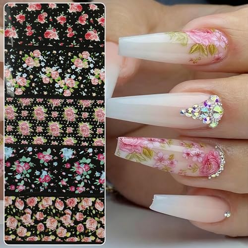 KSTBJN Style 3 Floral Nail Foil Transfer Sheets 10 Sheets Spring Summer Manicure