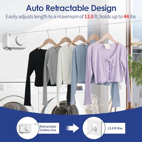 Archimas Retractable Clothesline - 15.6ft Heavy Duty Wall-Mounted Drying Line