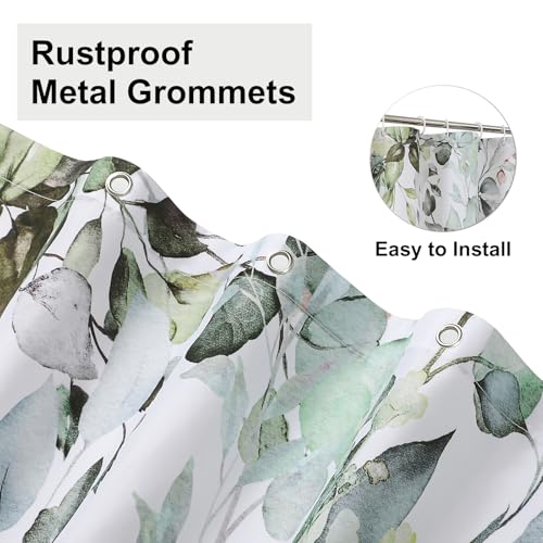 Waterproof Sage Green Eucalyptus Shower Curtain with Hooks - 36" x 72"