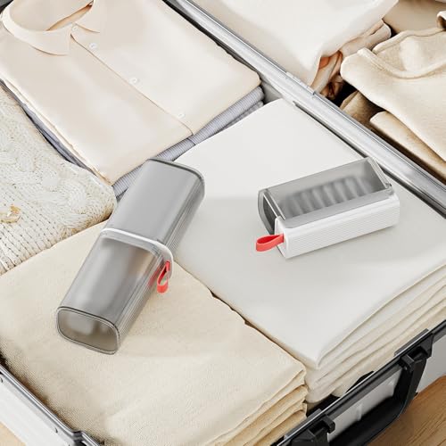 VITVITI Gray White Travel Soap & Toothbrush Case, Portable Bathroom Organizer