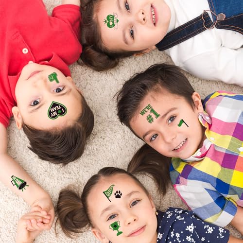 Glitter Green Team Spirit Temporary Tattoo Stickers - 180 Pcs