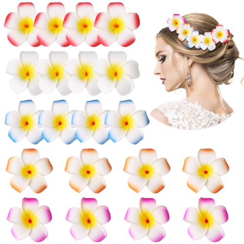 20 Pack Hawaiian Flower Hair Clips - Plumeria Beach Accessories