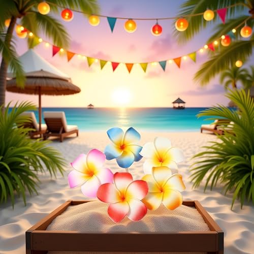 10 Pcs Multicolor Plumeria Flower Hair Clips - 7cm Hawaiian Barrettes
