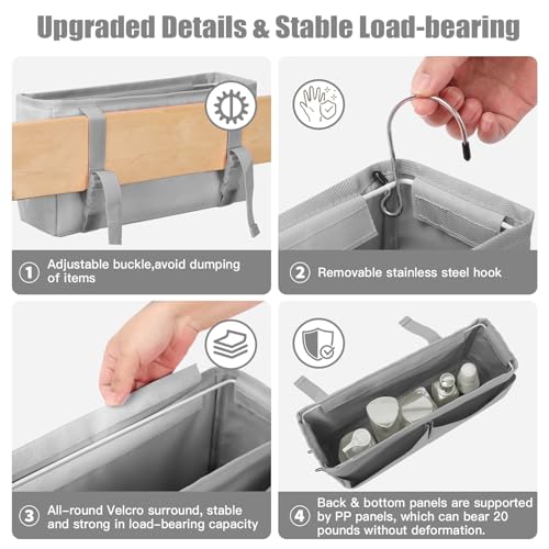 Bedside Caddy Organizer with Straps - Versatile Storage in Grey
