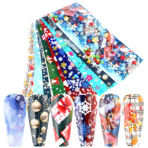 Tyuimhx Christmas Nail Foil Transfer Stickers 10 Sheets – Starry Sky Xmas Nail Art