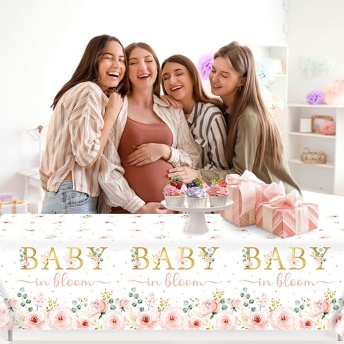 Baby in Bloom Disposable Tablecloths for Baby Showers - 3 Pack