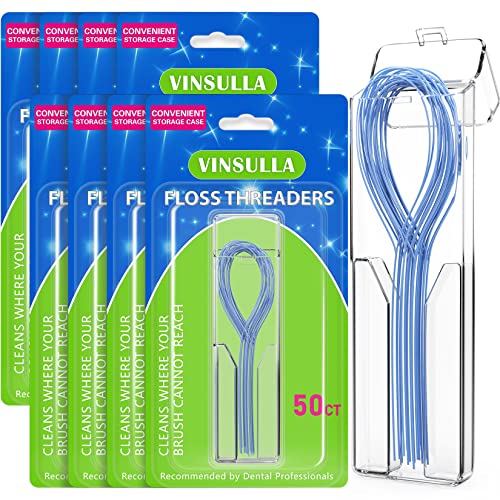 VINSULLA Orthodontic Floss Threaders - 50 Count Pack of 8 for Braces