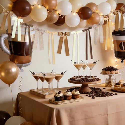 Espresso Martini Bow Garland - Coffee Themed Party Decor