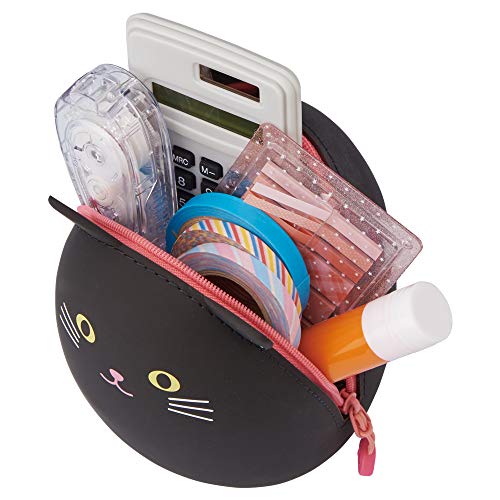 Large Gray Cat Zipper Egg Pouch - Silicone Travel Organizer 3.8 x 4.7 inches