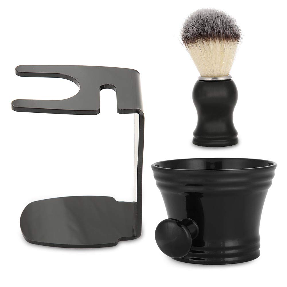 Shaving Brush Set, 3 in 1 Shaving Kit for Men Hair Beard Brush with Stand Shaver Holder and Shaving Bowl Men's Shaving Brush And Bowl Mug for Father Day Gifts