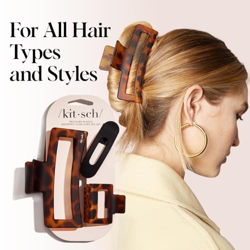Assorted Tortoise & Black Hair Clips Set for Women - 3 Pcs, Rectangle Variation