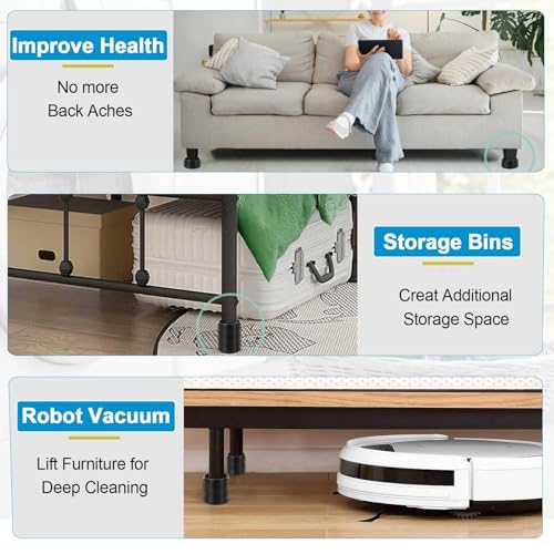Adjustable Bed Risers 1-4 Inch Heavy Duty Furniture Lifter - 6 Pack