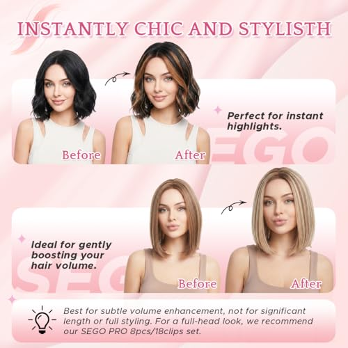 SEGO Pro 10 Inch Clip-In Hair Extensions - 12P613 Golden Brown & Bleach Blonde Highlights