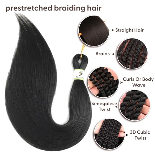 24-Inch Pre-Stretched Braiding Hair - 8 Pack Yaki Texture