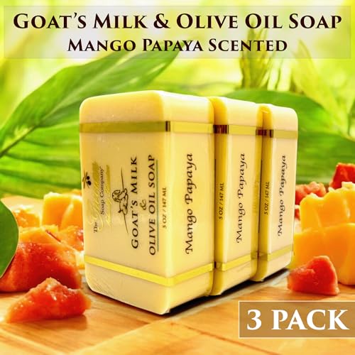 Goat Milk & Olive Oil Soap Bar 3-Pack - Mango Papaya Scent