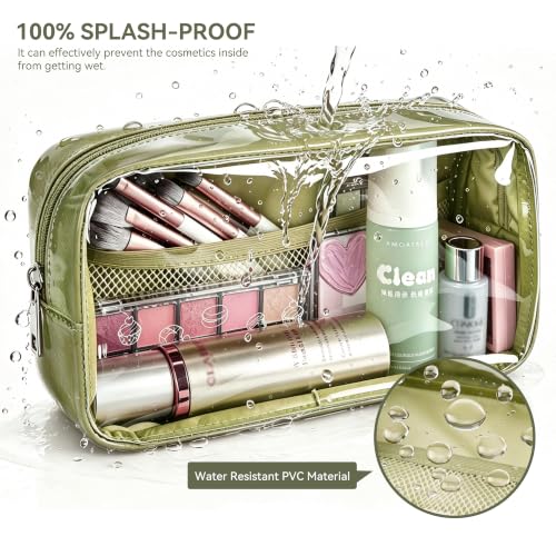 2-Piece Clear Makeup Bag Set - Waterproof PVC Travel Toiletry Organizer