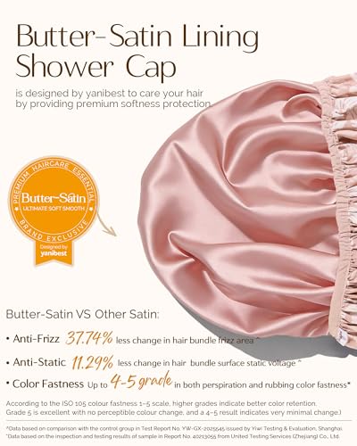 YANIBEST Waterproof Satin Lined Shower Cap - Frizz Free & Durable