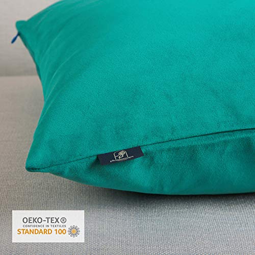 Phantoscope Velvet Throw Pillow Covers - Pack of 2, 20x20 inches, Turquoise