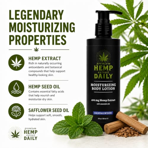 Premium Hemp Daily Ultra-Moisturizing Body Lotion, Sandalwood, 8oz