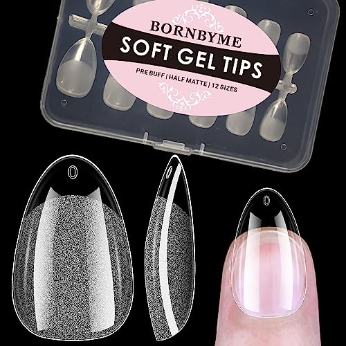 BORNBYME Extra Short Almond Soft Gel Nail Tips 120PCS Full Cover False Nails