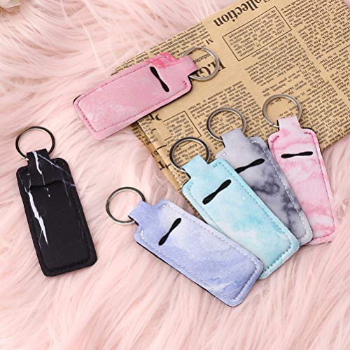 Lip Balm Holder Keychain - 7 Piece Neoprene Lipstick Set