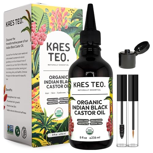 Organic Black Castor Oil for Hair Growth - 8 fl oz (Original) Kaes Teo, Cold-Pressed Hexane-Free