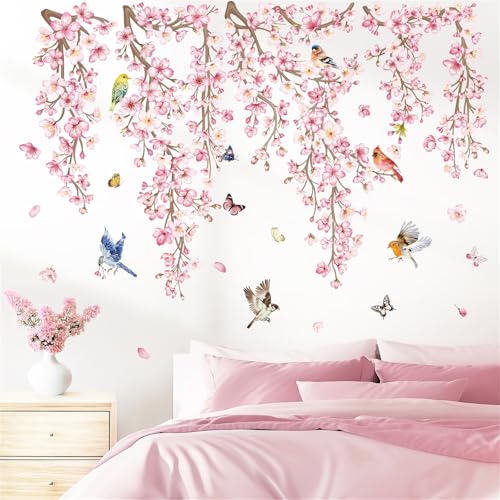 Cherry Blossom Wall Decals - Removable Pink Floral Stickers