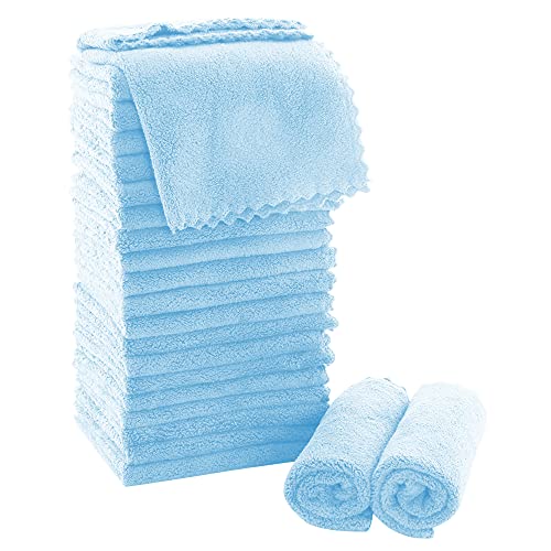 MOONQUEEN 24-Pack Ultra Soft Coral Velvet Washcloths - 12x12 Inch Aquamarine