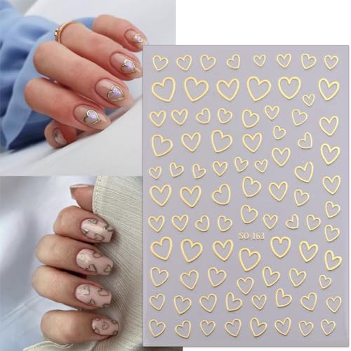 6 Sheets Valentine's Heart Nail Art Stickers - 3D Self-Adhesive Designs