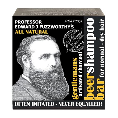 Professor Fuzzworthy's Activated Charcoal & Beer Beard & Hair Shampoo Bar 4.2oz - Gentlemen's Multi-Purpose Cleanser