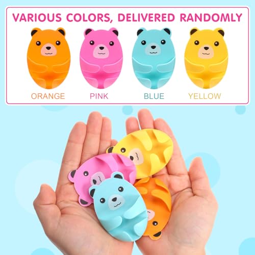Cute Bear Cable Clips - 12pcs Adhesive Power Plug Hooks for Cord Management