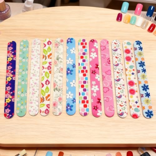 Colored Double-Sided Nail Files – 24 Pack Professional Emery Boards