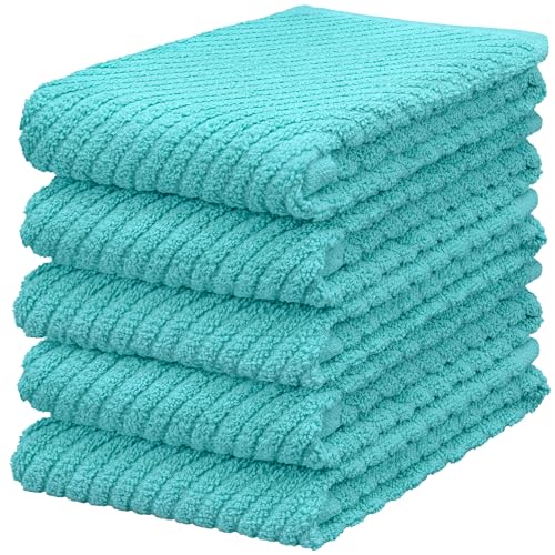 Cotton Terry Kitchen Towels - 5 Pack, 16x19 in, Blue
