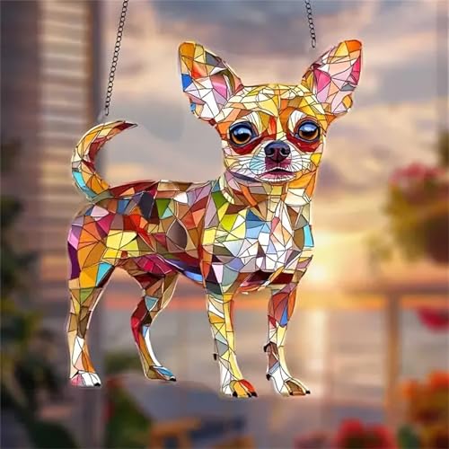 Chihuahua Dog Hanging Ornament - 2D Acrylic Suncatcher for Windows
