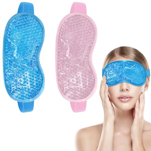 Candyfouse Reusable Cold Eye Mask - 2 Pack Blue & Pink for Puffiness Relief