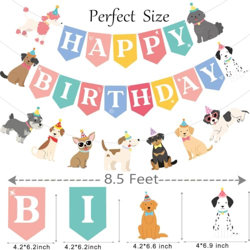 Dog Birthday Banners Set - 3PCS Cute Puppy Theme Decorations