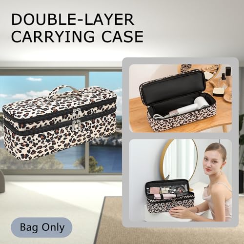 ARLMEGOR Leopard Print Double-Layer Travel Case for Revlon One-Step Hair Dryer