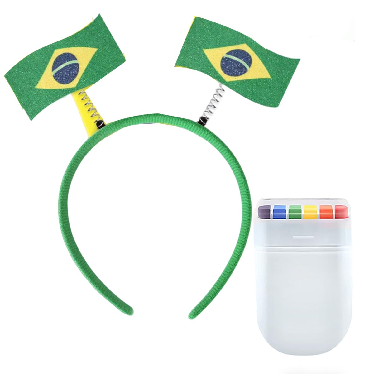 Brazilian flag flag headband and facial painting set Football fan headband for football parties Headwear accessories