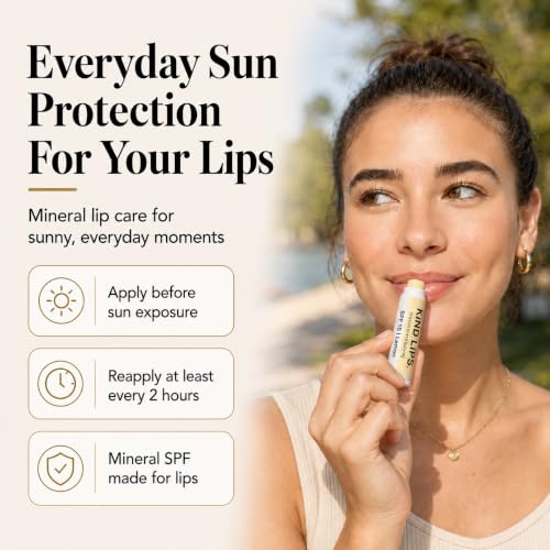 Kind Lips Organic Lip Balm SPF 15 - Natural Mineral Sun Protection, 3 Pack