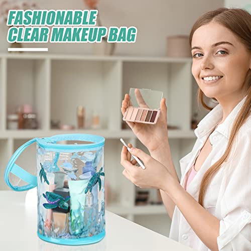 Sanwuta Clear Waterproof Travel Toiletry Bag, Ocean Pattern Cosmetic Pouch