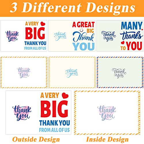 Giant Thank You Greeting Cards - 3 Pack, 14 x 22 Inch Jumbo Cards with Envelopes for Parties