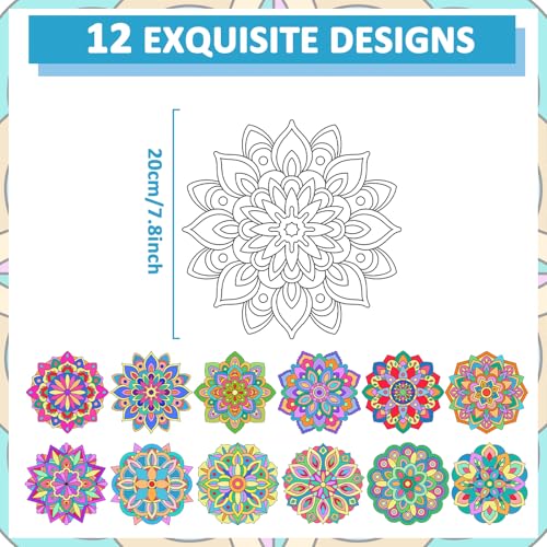 48 Pcs Mandala Coloring Cutouts Set for DIY Art Projects