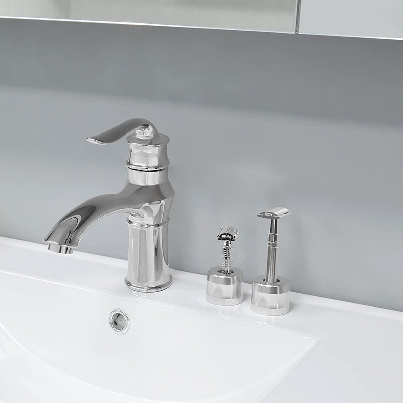 Linkidea 2 Pack Safety Razor Stand, Opening Dia 0.7" (18.5mm) Aluminum Alloy Men's Shaving Stand for Bathroom Countertops, Silver