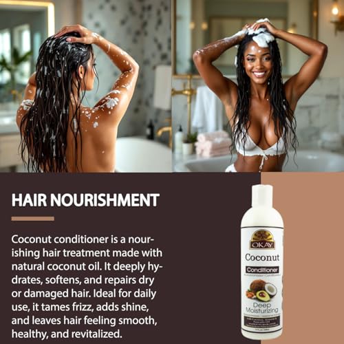 OKAY Coconut Deep Moisturizing Hair Conditioner 12oz - Hydrating Sulfate-Free for Dry & Damaged Hair