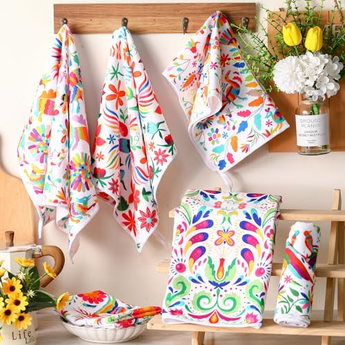 6 Pack Mexican Kitchen Towels - Dia De Los Muertos Decor