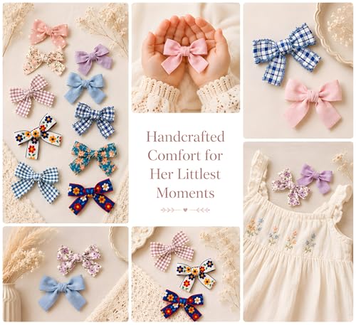 Rosy Baby Bow Clips Set - 12 Toddler Hair Bows for Girls